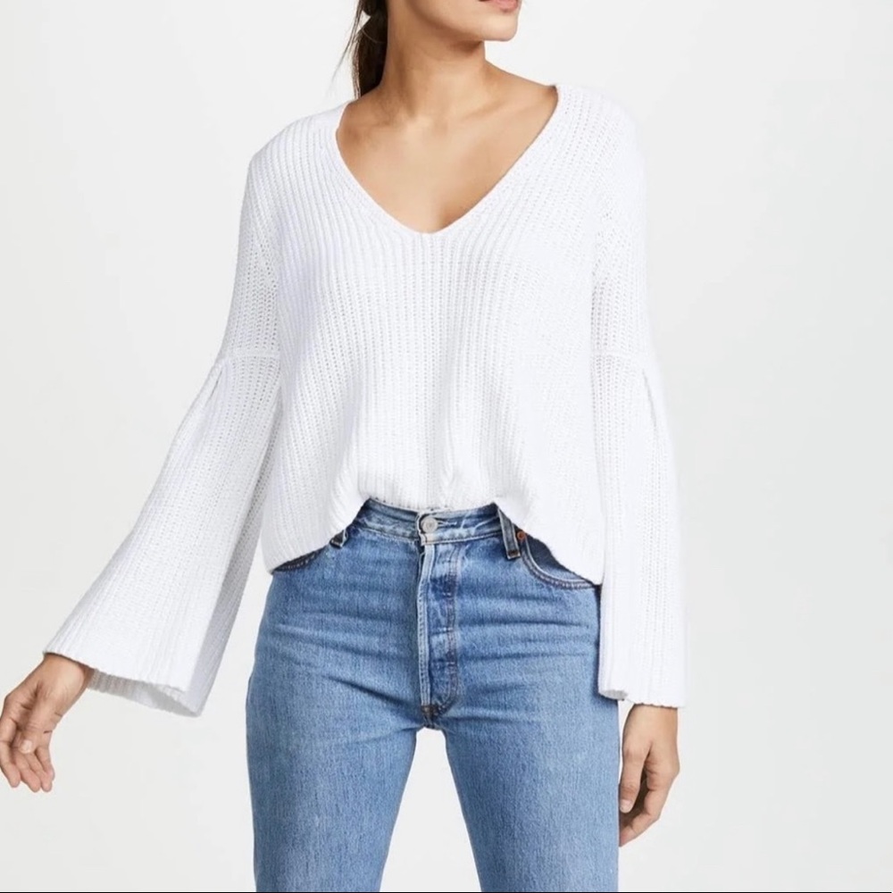 Free people white bell sleeve Sweater long sleeve